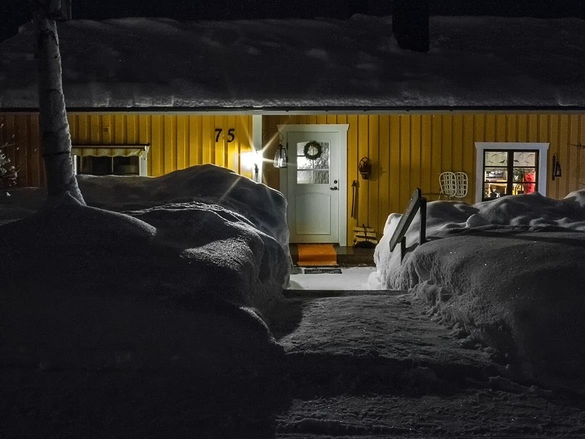 Yellow cabin winter