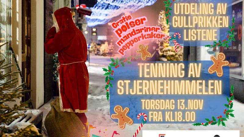 Ignition of the starry sky in the pedestrianised street